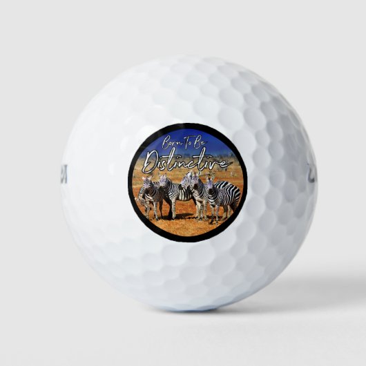"Geboren om onderscheidend te zijn" Zebra Art Golfballen (Voorkant)