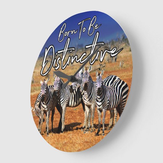 "Geboren om onderscheidend te zijn" Zebra Art Grote Klok (Hoek)