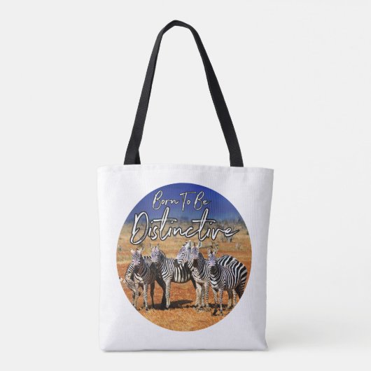 "Geboren om onderscheidend te zijn" Zebra Art Tote Bag (Achterkant)