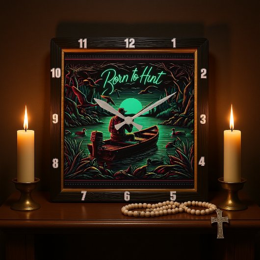 Geboren om op rustieke jacht te jagen vierkante klok