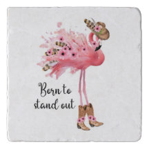 "Geboren om op te vallen" Flamingo Trivet
