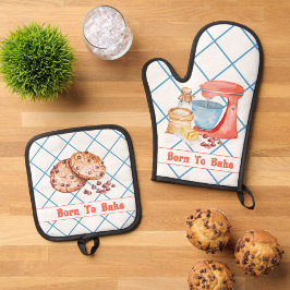 Geboren om oven mitt en pot houders bakken ovenwant & pannenlap set