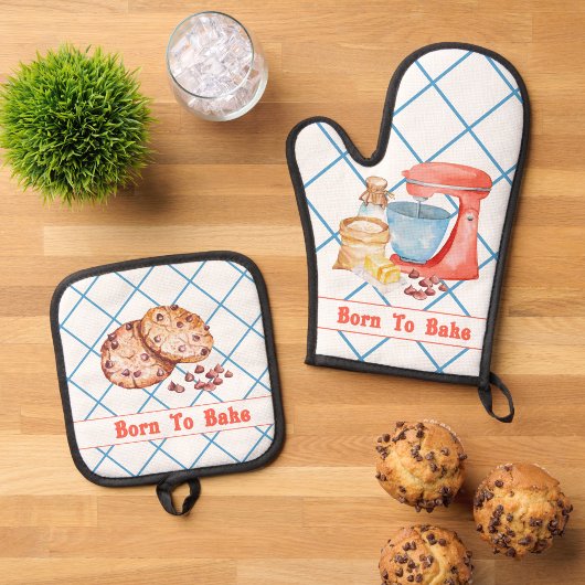 Geboren om oven mitt en pot houders bakken ovenwant & pannenlap set