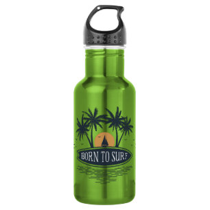Geboren om palmbomen surfplank vintage logo te sur waterfles