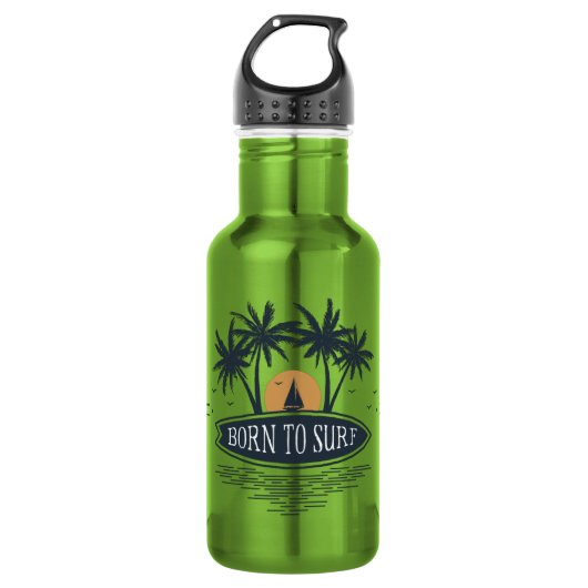 Geboren om palmbomen surfplank vintage logo te sur waterfles  (Voorkant)