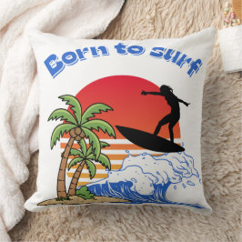 Geboren om Retro Sunset-surfster te surfen Kussen