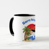 Geboren om Retro Sunset-surfster te surfen Mok (Voorkant links)