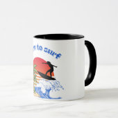Geboren om Retro Sunset-surfster te surfen Mok (Voorkant rechts)