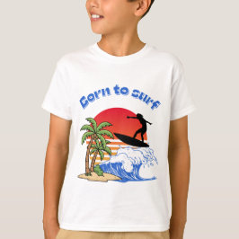 Geboren om Retro Sunset-surfster te surfen T-shirt