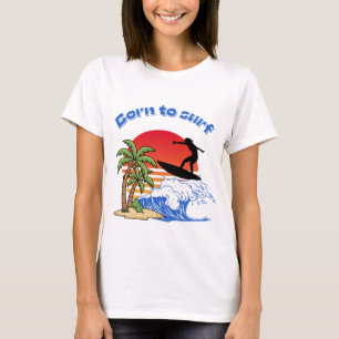 Geboren om Retro Sunset-surfster te surfen T-shirt