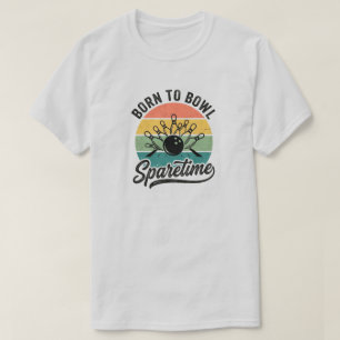 Geboren om Retro Vintage Bowling Zonsondergang Gra T-shirt