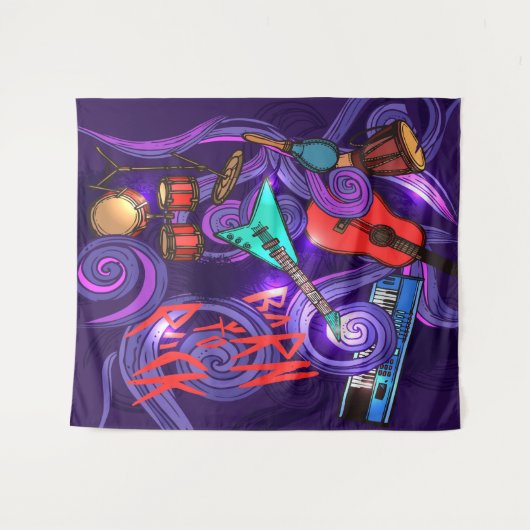 Geboren om rock abstracte muziek achtergrond Tapes Wandkleed (Voorkant (horizontaal))