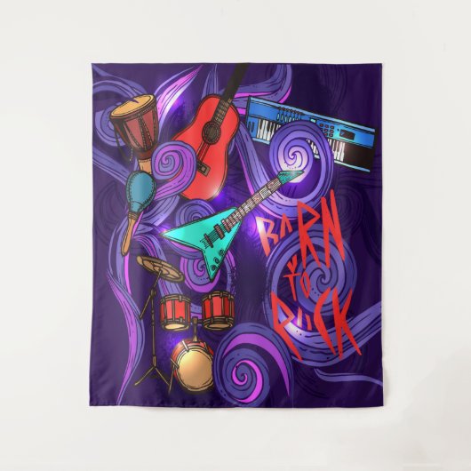 Geboren om rock abstracte muziek achtergrond Tapes Wandkleed (Voorkant)