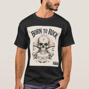 Geboren om Rock Schedel – Vintage Rock & Roll Albu T-shirt