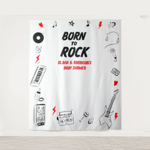Geboren om Rock Star Baby shower Photo Booth Achte Wandkleed