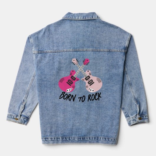 Geboren om Roze Gitaar Denim Jacket (Achterkant)