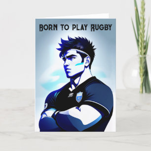 "Geboren om Rugby te spelen" — Rugby-Wenskaart Feestdagen Kaart