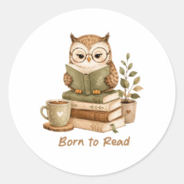 Geboren om Schattig Uil Boek Lezer Ontwerp te Leze Ronde Sticker