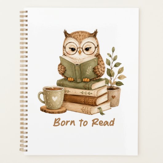 Geboren om Schattig Uil Boek Lezer te Lezen Planner (Voorkant)