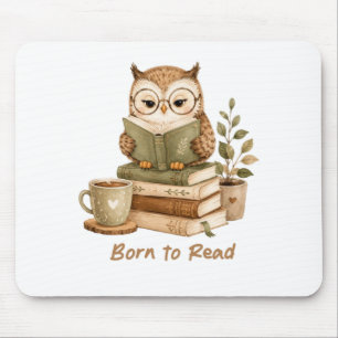 Geboren om schattig uilboek te lezen muismat