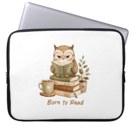 Geboren om Schattige Uil Boekliefhebber Elektronis Laptop Sleeve