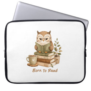 Geboren om Schattige Uil Boekliefhebber Elektronis Laptop Sleeve
