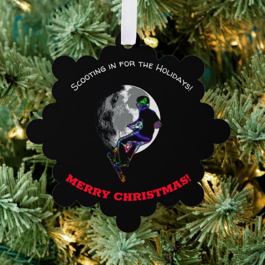 Geboren om Scoot- Scooter Rider en Maan Ornament Kaart (Insitu (Drie))