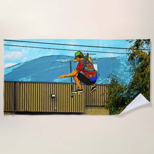 Geboren om Scoot- Stunt Scooter Trick Strandlaken (Voorkant)