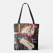 Geboren om Sparkle Carrousel Paard Red Roses Foto Tote Bag (Achterkant)