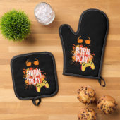 geboren om spelletjes te spelen ovenwant & pannenlap set (Top down)