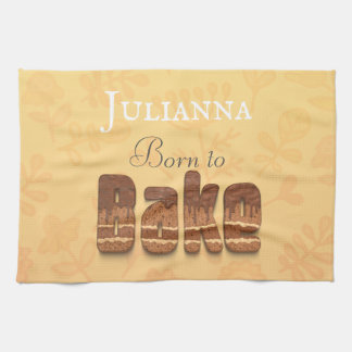 Geboren om te bakken koken typografie humor theedoek