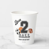 Geboren om te ballen sport thema jongen tweede ver papieren bekers (Voorkant)