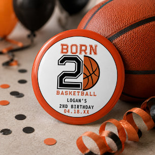 Geboren om te Basketballen Basketbal 2e Verjaardag Ronde Button 7,6 Cm