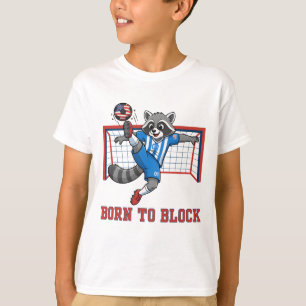 Geboren om te Blokkeren, Grappige Wasbeer Voetbal T-shirt