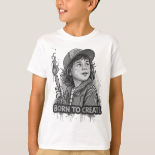Geboren om te creëren – Kleurrijke Graffiti Pop Ar T-shirt
