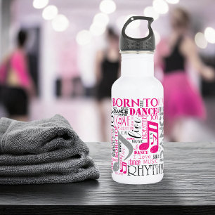 Geboren om te dansen Pink Grey ID277 Waterfles