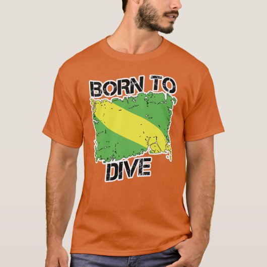 Geboren om te duiken Nitrox-vlag T-shirt (Voorkant)