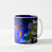 Geboren om te duiken tweekleurige koffiemok (Voorkant rechts)