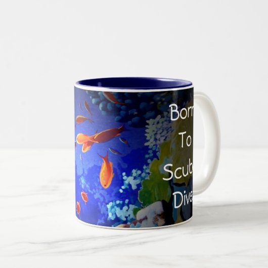 Geboren om te duiken tweekleurige koffiemok (Voorkant rechts)
