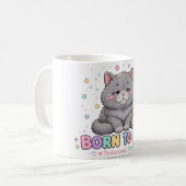 Geboren om te dutten Kawaii Kat Koffiemok (Voorkant links)