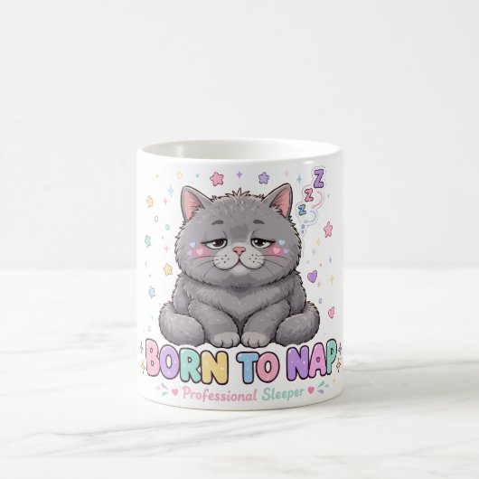 Geboren om te dutten Kawaii Kat Koffiemok (Center)