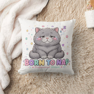 Geboren om te dutten Kawaii Kat Kussen