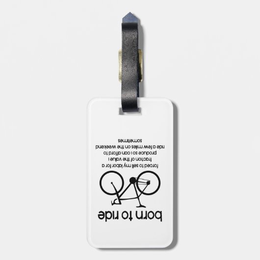 Geboren om te fietsen gedwongen om te werken bagagelabel (Achterkant verticaal)