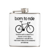 Geboren om te fietsen gedwongen om te werken heupfles (Voorkant)