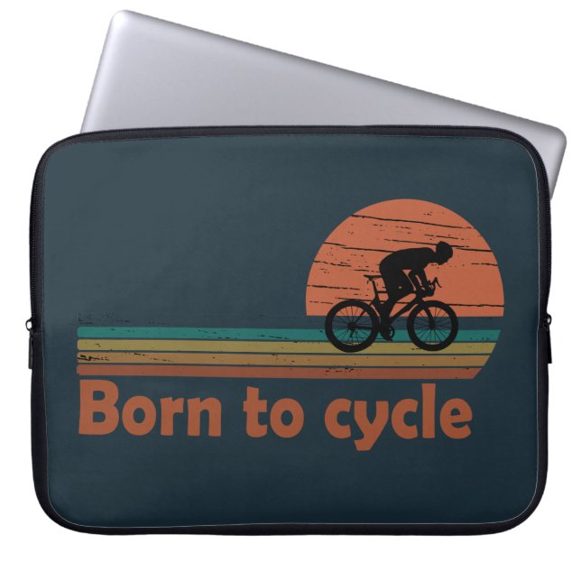  geboren om te fietsen laptop sleeve (Voorkant)