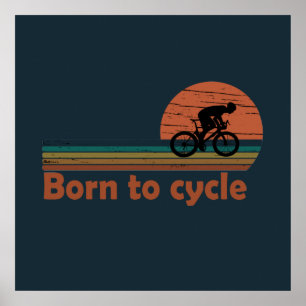 Geboren om te fietsen - MTB Mountainbiken Grappig Poster