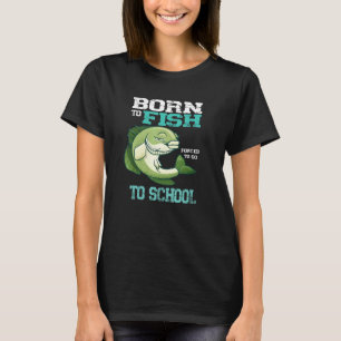 Geboren om te gaan vissen Baars Vis Visser Jongens T-shirt
