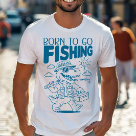 Geboren om te gaan vissen - Cool Fish Dino T-rex L T-shirt