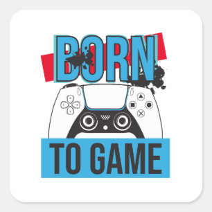 GEBOREN OM TE GAMEN MET MIJN CONSOLE VIERKANTE STICKER
