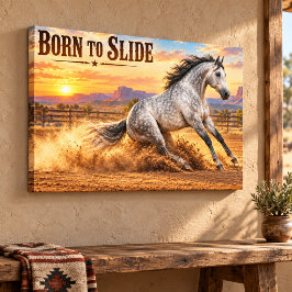 Geboren om te glijden Dapple Gray Quarter Horse bi Canvas Afdruk